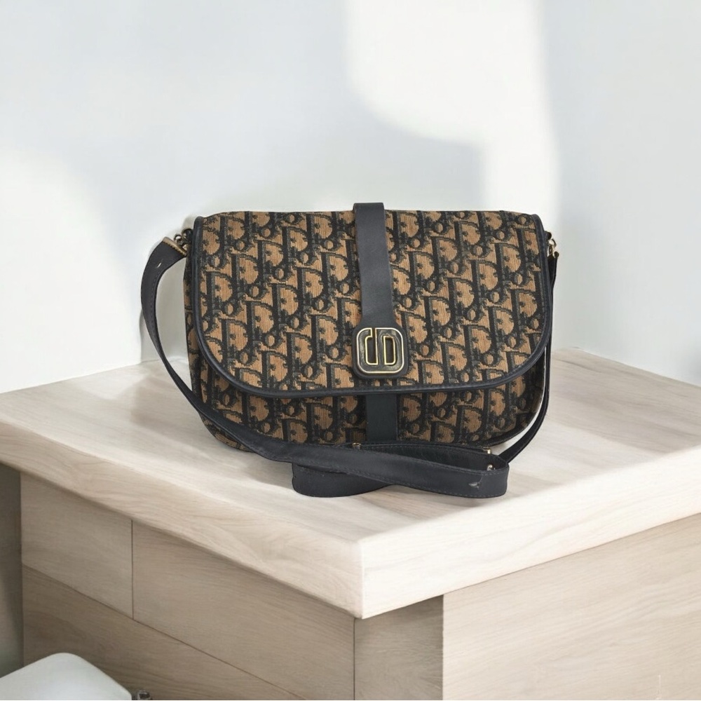 👜 Dior Trotter Blue Tang Logo Shoulder Bag Authentic